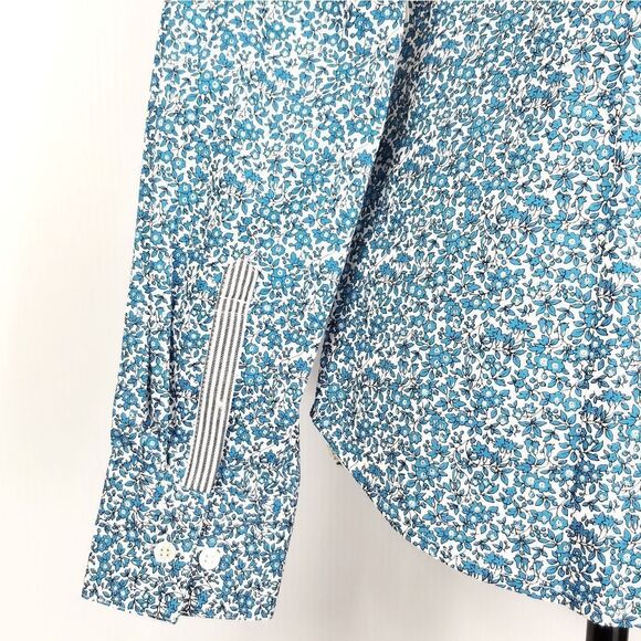 Court & Rowe Blue Sweet Ditsy Fields Print Floral Button Up Shirt - Picture 9 of 11